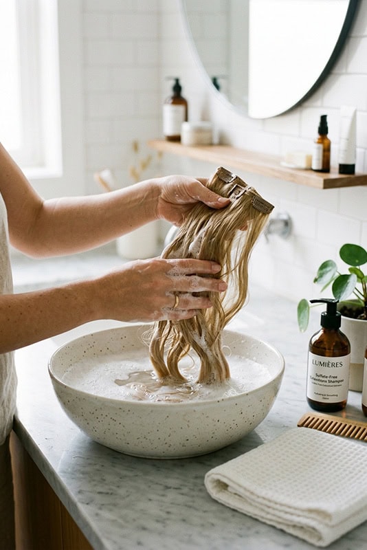 Startseite 6 Wie lange halten Clip In Extensions? Pflegetipps für mehr Haltbarkeit mit Strähnensucht